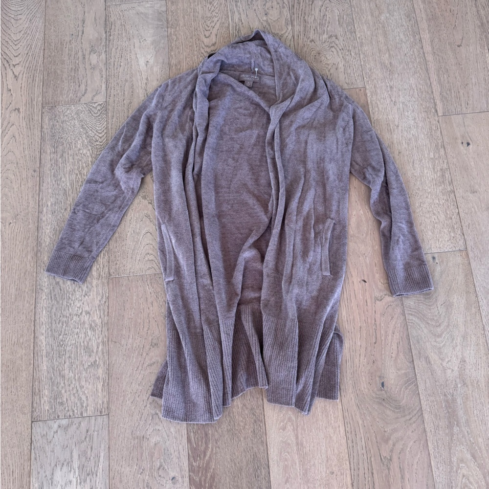 Barefoot Dreams Cozy Chic Ultra Lite Cardigan Sweater Tan Small